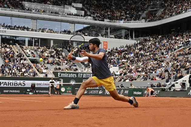 Tennis : Roland Garros 2024 - France - Carlos Alcaraz - Espagne Tennis : Roland Garros 2024 - France - 02 06 2024 ChrysleneCaillaud Panoramic 