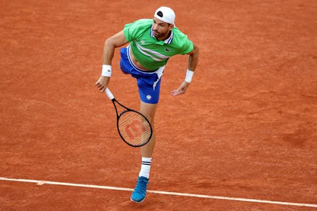 2nd June 2024; Roland Garros, Paris, France; 2024 French Open Tennis tournament, Day 8; Grigor Dimitrov serves to Hubert Hurkacz during his quarter final match  ActionPlus12650484 JonxBromley