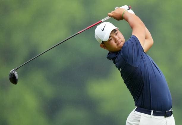 June 2, 2024, Hamilton, On, CANADA: Tom Kim, of Seoul, tees off on the fourth hole during the final round of the Canadian Open in Hamilton, Ont., Sunday, June 2, 2024. Canada News - June 2, 2024 - ZUMAc35_ 20240602_zaf_c35_010 Copyright: xNathanxDenettex