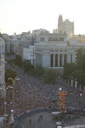 Real Madrid players during the celebration of Real Madrid football club s 15th Cahampion League victory at the Plaza de Cibeles in Madrid. June 2 nd 2024 Cordon Press 