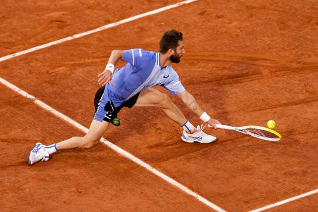 TENNIS - French Open 2024 PARIS,FRANCE,02.JUN.24 - TENNIS - ATP, Tennis Herren World Tour, French Open, Roland Garros, Grand Slam. Image shows Corentin Moutet (FRA).  GEPAxpictures xPatrickxSteiner