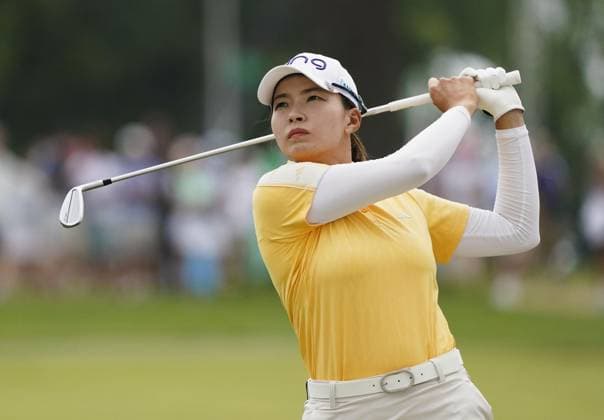 Golf: U.S. Women s Open Hinako Shibuno of Japan plays a shot on the first hole during the final round of the U.S. Women s Open golf tournament at Lancaster Country Club in Lancaster, Pennsylvania, on June 2, 2024.  A14AA0002952337P