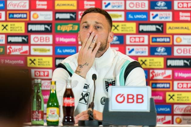 SOCCER - AUT vs SRB, test match VIENNA,AUSTRIA,03.JUN.24 - SOCCER - OEFB International Friendly, Länderspiel, Nationalmannschaft match, Austria vs Serbia, preview, press conference, PK, Pressekonferenz Team AUT. Image shows Marko Arnautovic (AUT). GEPAxpictures xJohannesxFriedl