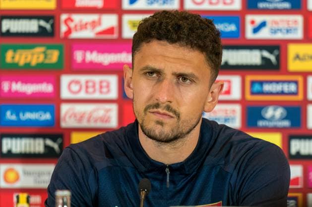SOCCER - AUT vs SRB, test match VIENNA,AUSTRIA,03.JUN.24 - SOCCER - OEFB International Friendly, Länderspiel, Nationalmannschaft match, Austria vs Serbia, preview, press conference, PK, Pressekonferenz Team SRB. Image shows Milos Veljkovic (SRB). GEPAxpictures xJohannesxFriedl