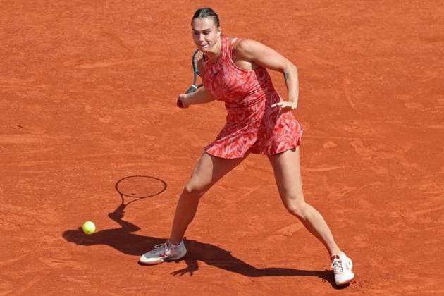3rd June 2024; Roland Garros, Paris, France; 2024 French Open Tennis tournament, Day 9; Aryna Sabalenka (blr) in action during her round of 16 match against Emma Navarro (usa)  ActionPlus12650631 JonxBromley