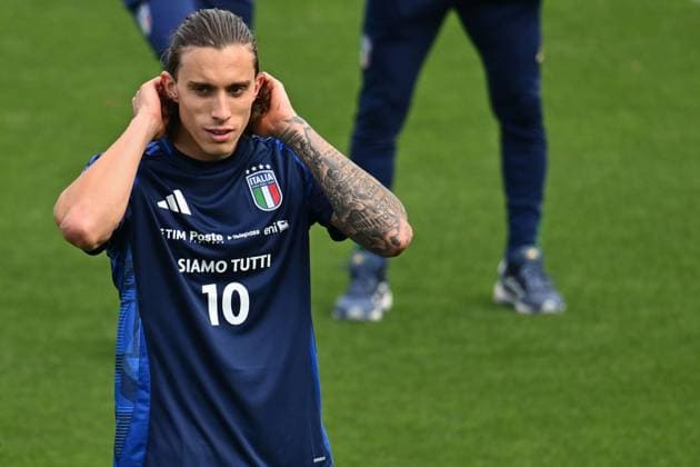 Italian player Riccardo Calafiori during Italy training session, UEFA European Football Championship in Florence, Italy, June 03 2024  Copyright: xLisaxGuglielmi IPAxSportx xipa-ax xx IPA_46789409 IPA_Agency_IPA46789409
