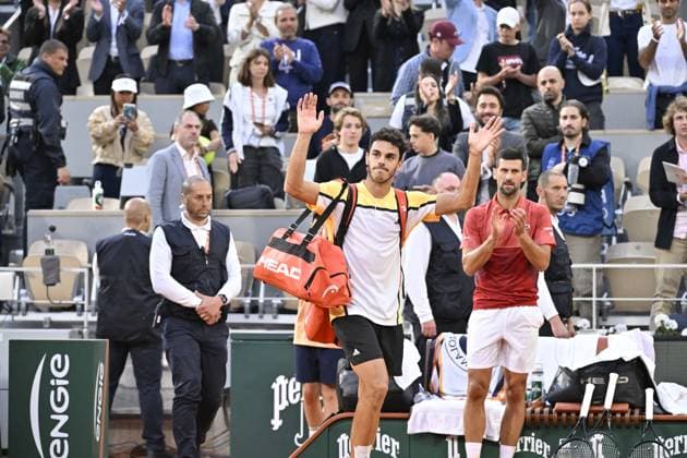 Tennis : Roland Garros 2024 - France - Novak Djokovic - Serbie Tennis : Roland Garros 2024 - France - 03 06 2024 ChrysleneCaillaud Panoramic 