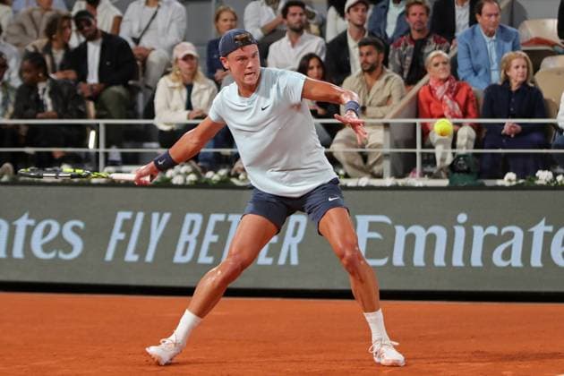 3rd June 2024; Roland Garros, Paris, France; 2024 French Open Tennis tournament, Day 9; Holger Rune plays a forehand return against Alexander Zverev (deu)  ActionPlus12650710 JonxBromley