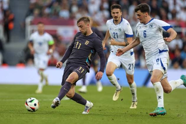 England v Bosnia & Herzegovina 3 June 2024, Newcastle - International Football Friendly - England v Bosnia & Herzegovina - Jarrod Bowen of England - Photo: Mark Leech Offside. Newcastle UK Copyright: xMarkxLeechx xOffsidexOffside
