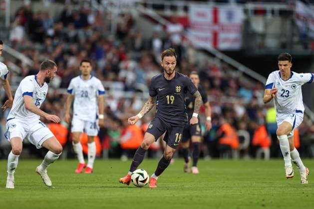 England v Bosnia & Herzegovina 3 June 2024, Newcastle - International Football Friendly - England v Bosnia & Herzegovina - James Maddison of England - Photo: Mark Leech Offside. Newcastle UK Copyright: xMarkxLeechx xOffsidexOffside