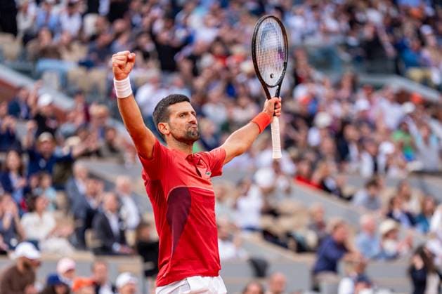 Sport Themen der Woche KW23 2024-06-03 2024 French Open Day 9 PARIS, FRANCE - JUNE 3: Novak Djokovic of Serbia celebrates against Francisco Cerundolo of Argentina in the Men s Singles fourth round match during Day 9 of the 2024 French Open at Roland Garros on June 3, 2024 in Paris, France. (Photo by Marleen Fouchier BSR Agency) Paris France Content not available for redistribution in The Netherlands directly or indirectly through any third parties. Copyright: xBSRxAgencyx