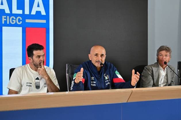 Chief of Italian delegation Gianlugi Buffon, Head coach of Italy Luciano Spalletti and Italian former player Giancarlo Antognoni during press conference, PK, Pressekonferenz UEFA European Football Championship in Florence, Italy, June 03 2024  Copyright: xLisaxGuglielmi IPAxSportx xipa-ax xx IPA_46790744 IPA_Agency_IPA46790744