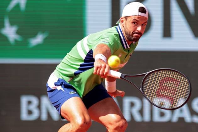 4th June 2024; Roland Garros, Paris, France; 2024 French Open Tennis tournament, Day 10; Grigor Dimitrov (BUL) in action against Jannik Sinner (ITA)  ActionPlus12650775 JonxBromley