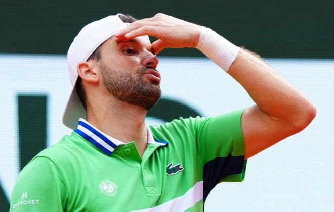 Grigor Dimitrov reacts French Open Tennis, Day 10, Tennis, Roland Garros, Paris, France - 04 June 2024  Copyright: xJavierxGarcia Shutterstockx 14521933ar