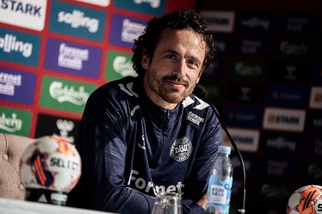 Thomas Delaney during the press conference, PK, Pressekonferenz with the national football team in Helsingoer on Tuesday, June 4, 2024. Denmark will play in Group C at the EM 2024 finals. (Photo: Thomas Traasdahl Scanpix 2024) , Elsinore Denmark Copyright: ThomasxTraasdahl RitzauScanpix ThomasxTraasdahlx spdk20240604-165111-L