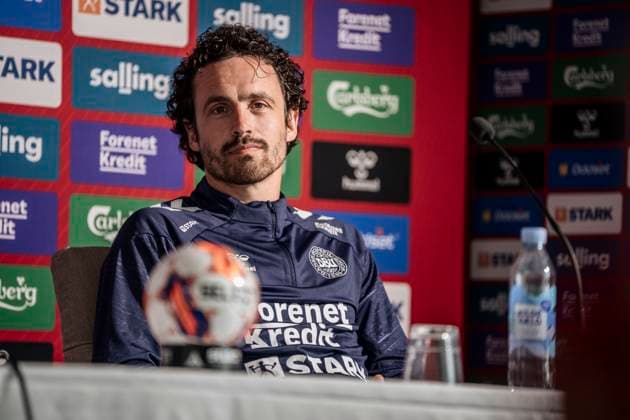 Thomas Delaney during the press conference, PK, Pressekonferenz with the national football team in Helsingoer on Tuesday, June 4, 2024. Denmark is to play in Group C at the EM 2024 finals. (Photo: Thomas Traasdahl Scanpix 2024) , Elsinore Denmark Copyright: ThomasxTraasdahl RitzauScanpix ThomasxTraasdahlx spdk20240604-163543-L
