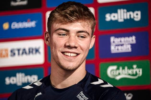 Rasmus Hoejlund during the press conference, PK, Pressekonferenz with the national football team in Helsingoer on Tuesday, June 4, 2024. Denmark is to play in Group C at the EM 2024 finals. (Photo: Thomas Traasdahl Scanpix 2024) , Elsinore Denmark Copyright: ThomasxTraasdahl RitzauScanpix ThomasxTraasdahlx spdk20240604-163638-L