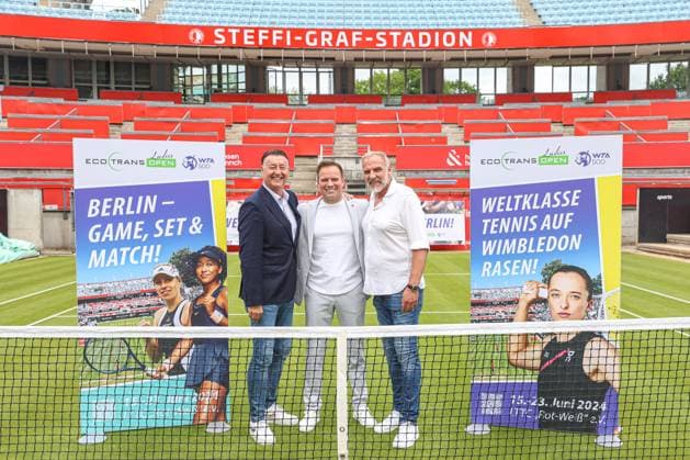 Sport Bilder des Tages Edwin Weindorfer (CEO der e motion group), Bartosz Wojszins (Gründer der ecotrans Group) und Markus Zoecke, Pressekonferenz Ecotrans Ladies Open WTA, Tennis Damen 500, Berlin, LTTC Rot-Weiß , 04.06.2024,