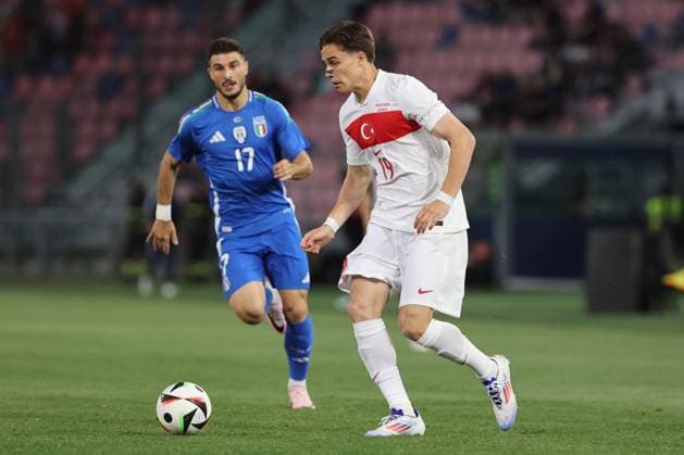 UEFA EUROPEAN FRIENDLY MATCH ITALY VS TURKEY IN BOLOGNA Bologna, Italy 4.06.2024: Riccardo Orsolini of Italy, Kenan YÄ±ldÄ±z of Turky during Uefa European friendly football match Italy vs Turkey at Stadio Renato Dall™Ara in Bologna. BOLOGNA DALL ARA italy italy Copyright: xmarcoxiacobucci