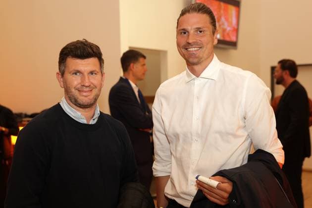 SOCCER - AUT vs SRB, test match VIENNA,AUSTRIA,04.JUN.24 - SOCCER - OEFB International Friendly, Länderspiel, Nationalmannschaft match, Austria vs Serbia. Image shows sporting director Andreas Schicker (Sturm) and Sebastian Proedl.  GEPAxpictures xWalterxLuger