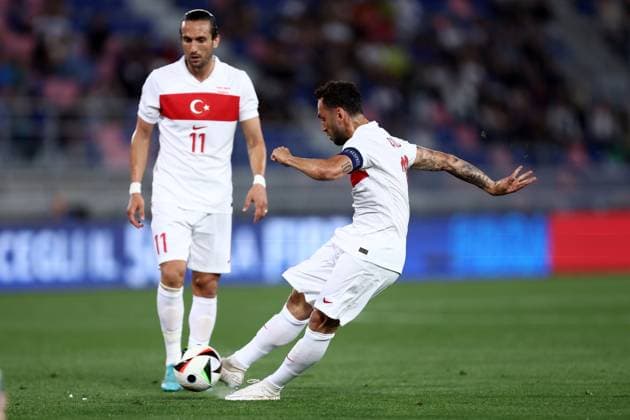 Hakan Calhanoglu (Turkey) controls the ball, Friendly match, Italy - Turkey, Stadio Renato Dall Ara, June 4, 2024, Bologna, Italy.