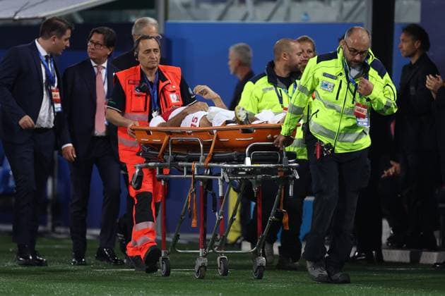 Ozan Kabak (Turkey) injured, Friendly match, Italy - Turkey, Stadio Renato Dall Ara, June 4, 2024, Bologna, Italy.