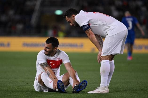 Italy v Turkiye - International Friendly, Länderspiel, Nationalmannschaft Kaan Ayhan (TUR) and Hakan Calhanoglu (TUR) are playing during the International Friendly Match between the Italy national team, Nationalteam and the Turkey National Team at Renato Dall Ara Stadium in Bologna, Italy, on June 4, 2024. Bologna Italy Italy  Copyright: xDomenicoxCippitellix originalFilename:cippitelli-italyvst240604_npk8c.jpg