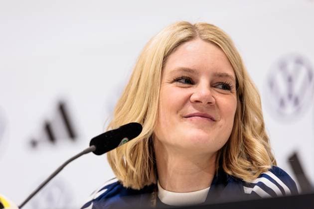 Trainingslager Vorbereitung UEFA EURO 2024 Deutschland; 05.06.2024 Franziska Wülle (Pressesprecherin DFB) Trainingslager Vorbereitung UEFA EURO 2024 Deutschland - Pressekonferenz; HerzoBase, Herzogenaurach am 05.06.2024 Copyright: xBEAUTIFULxSPORTS Wunderlx