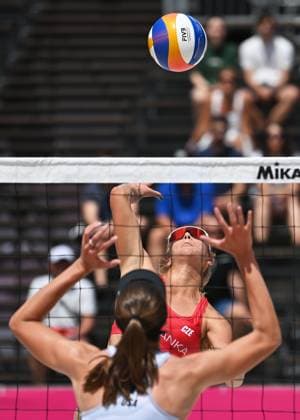 From left Terese Cannon of USA and Czech Marketa Svozilova in action during the Volleyball World Beach Pro Tour category Elite 2024 match Kylie Neuschafer and Marketa Svozilova of CZE vs Terese Cannon and Megan Kraft of USA in Ostrava, Czech Republic, June 5, 2024. (CTKxPhoto JaroslavxOzana) CTKPhotoP2024060506591  CTKPhotoP2024060506591