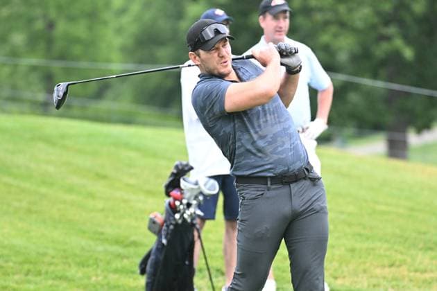 June 5, 2024: Chris Pratt tees off on the 1st hole during the Golden Bear Pro Am at the Memorial Tournament in Dublin, Ohio. Cal Media Dublin USA - ZUMAc04_ 20240605_zma_c04_008 Copyright: xBrentxClarkx