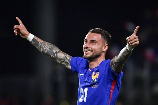 Friendly football match - France v Luxembourg French defender Jonathan Clauss celebrates scoring a goal during a friendly football match between France and Luxembourg at the Stage Saint-Symphorien stadium in Metz on June 5, 2024. Photo by Firas Abdullah ABACAPRESS.COM Metz Lorraine France  Copyright: xAbdullahxFiras ABACAx