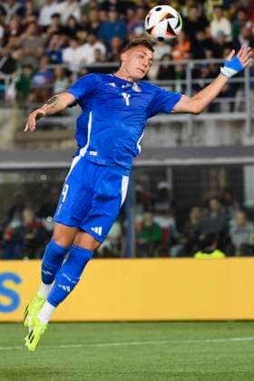 4th June 2024; Stadio Renato Dall Ara, Bologna, Italy; International Football Friendly, Italy versus Turkey; Mateo Retegui of Italy heads the ball clear  ActionPlus12651177 BestxImages