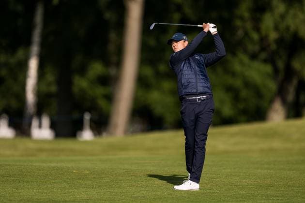 240606 Adam Wallin of Sweden during the first round of the 2024 Scandinavian Mixed Golf Tournament on June 6, 2024 in Helsingborg. Photo: Petter Arvidson BILDBYRAN kod PA PA0826 golf scandinavian mixed bbeng volvo car scandinavian mixed Copyright: PETTERxARVIDSON BB240606PA004