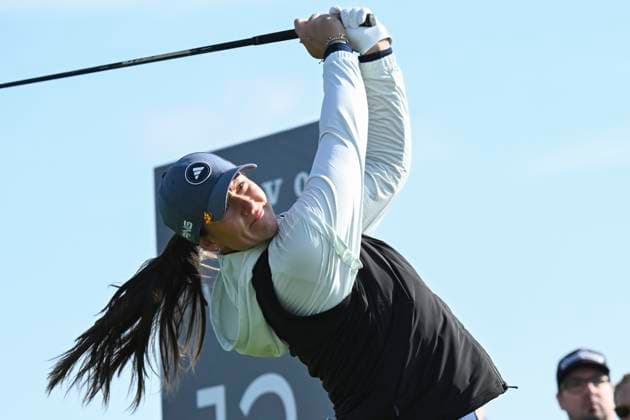 HELSINGBORG, SVERIGE 20240606 Sveriges Linn Grant slar ut pa hal nummer 12 under Volvo Car Scandinavian Mixed pa Vasatorps golfbana utanför Helsingborg. HELSINGBORG SVERIGE x10030x