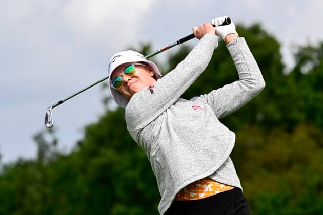 HELSINGBORG, SVERIGE 20240606 Sveriges Madelene Sagström slar ut pa hal 4 under Volvo Car Scandinavian Mixed pa Tournament Course pa Vasatorps Golfklubb utanför Helsingborg. HELSINGBORG SVERIGE x10030x