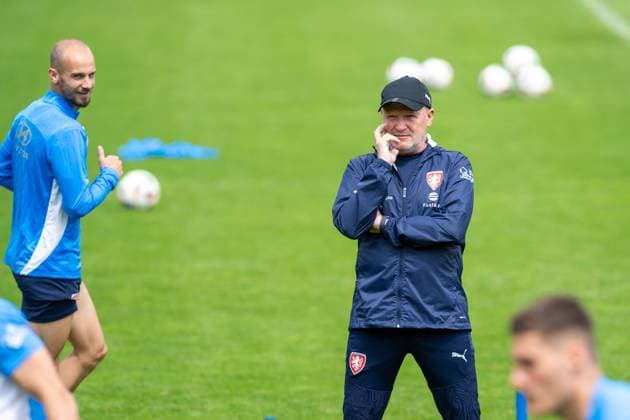 Vaclav Cerny, left, and coach Ivan Hasek at the Czech national football team s training camp before the European Football Championships in Schladming, Germany, June 6, 2024. (CTKxPhoto VaclavxPancer) CTKPhotoP2024060604649  CTKPhotoP2024060604649