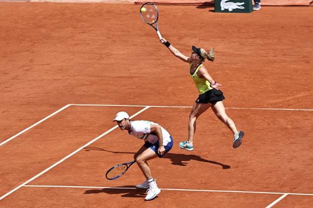 Laura Siegemund, GER, and Edouard Roger-Vasselin, FRA, during mixed doubles final at 2024 French Open at Roland Garros, Paris, 06 06 2024; -