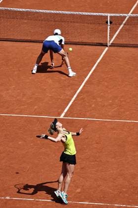 Laura Siegemund, GER, and Edouard Roger-Vasselin, FRA, during mixed doubles final at 2024 French Open at Roland Garros, Paris, 06 06 2024; -