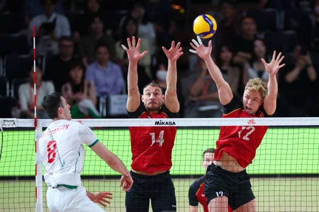 (L-R) Moritz Karlitzek, Anton Brehme (GER), JUNE 6, 2024 - Volleyball : FIVB Volleyball Nations League 2024 Men s Preliminary Round between Bulgaria - Germany at West Japan General Exhibition Center, Fukuoka, Japan. Noxthirdxpartyxsales  (255565975)
