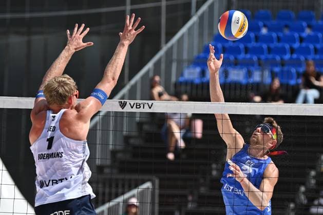 L-R Stefan Boermans (NDL) and Jiri Sedlak (CZE) in action during the Pro Tour Ostrava match Jiri Sedlak and Jakub Sepka of Czech Republic vs Stefan Boermans and Yorick De Groot of Netherlands, Ostrava, Czech Republic, June 6, 2024. (CTKxPhoto JaroslavxOzana) CTKPhotoP2024060605623  CTKPhotoP2024060605623