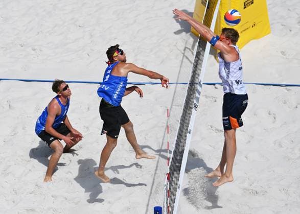L-R Jakub Sepka, Jiri Sedlak (CZE) and Stefan Boermans (NDL) in action during the Pro Tour Ostrava match Jiri Sedlak and Jakub Sepka of Czech Republic vs Stefan Boermans and Yorick De Groot of Netherlands, Ostrava, Czech Republic, June 6, 2024. (CTKxPhoto JaroslavxOzana) CTKPhotoP2024060606116  CTKPhotoP2024060606116