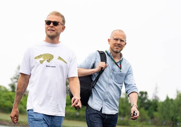 June 6, 2024, Montreal, Qc, CANADA: Haas driver Kevin Magnussen, left, of Denmark arrives at the Canadian Grand Prix Thursday, June 6, 2024 in Montreal. Canada News - June 6, 2024  - ZUMAc35_ 20240606_zaf_c35_077 Copyright: xChristinnexMuschix