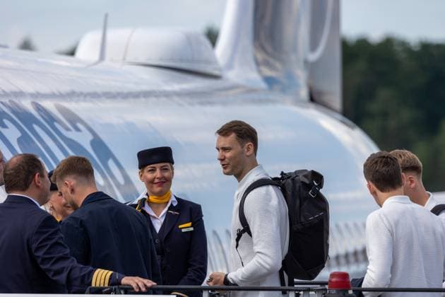 Abreise DFB-Team zum Länderspiel nach Düsseldorf Abreise der DFB-Fußball-Nationalmannschaft vom Flughafen Nürnberg nach Düsseldorf. In Mönchengladbach findet am 07.06.2024 das letzte Länderspiel Deutschland gegen Griechenland vor dem Beginn der Fußball-Europameisterschaft 2024 statt Nürnberg Flughafen Bayern Deutschland