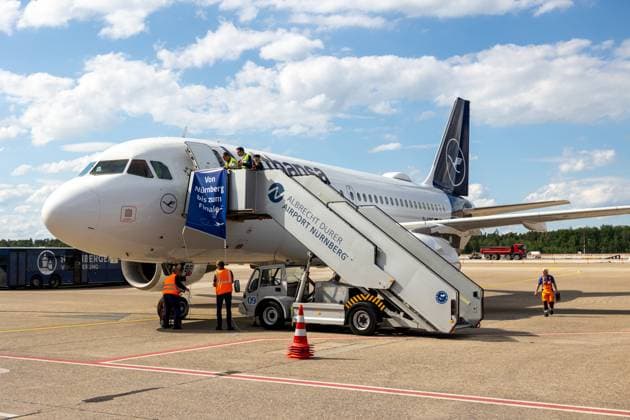 Abreise DFB-Team zum Länderspiel nach Düsseldorf Abreise der DFB-Fußball-Nationalmannschaft vom Flughafen Nürnberg nach Düsseldorf. In Mönchengladbach findet am 07.06.2024 das letzte Länderspiel Deutschland gegen Griechenland vor dem Beginn der Fußball-Europameisterschaft 2024 statt