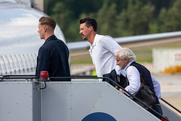 Abreise DFB-Team zum Länderspiel nach Düsseldorf Abreise der DFB-Fußball-Nationalmannschaft vom Flughafen Nürnberg nach Düsseldorf. In Mönchengladbach findet am 07.06.2024 das letzte Länderspiel Deutschland gegen Griechenland vor dem Beginn der Fußball-Europameisterschaft 2024 statt Nürnberg Flughafen Bayern Deutschland