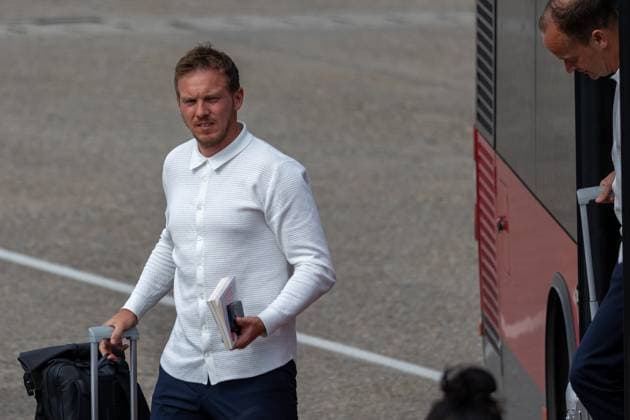 Abreise DFB-Team zum Länderspiel nach Düsseldorf Abreise der DFB-Fußball-Nationalmannschaft vom Flughafen Nürnberg nach Düsseldorf. In Mönchengladbach findet am 07.06.2024 das letzte Länderspiel Deutschland gegen Griechenland vor dem Beginn der Fußball-Europameisterschaft 2024 statt Nürnberg Flughafen Bayern Deutschland