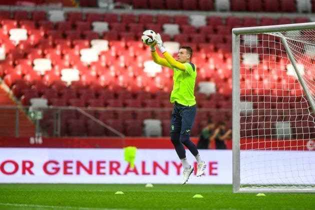 WARSZAWA 06.06.2024 TRENING REPREZENTACJI UKRAINY PRZED MECZEM POLSKA-UKRAINA --- UKRAINE FOOTBALL national team, Nationalteam TRAINING IN WARSAW BEFORE THE MATCH POLAND - UKRAINE ANDRIJ LUNIN FOT. JACEK PRONDZYNSKI FOTOPYK NEWSPIX.PL --- Newspix.pl  240606JAC061