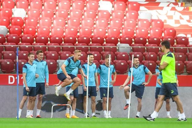 WARSZAWA 06.06.2024 TRENING REPREZENTACJI UKRAINY PRZED MECZEM POLSKA-UKRAINA --- UKRAINE FOOTBALL national team, Nationalteam TRAINING IN WARSAW BEFORE THE MATCH POLAND - UKRAINE OLEKSANDR SWATOK FOT. JACEK PRONDZYNSKI FOTOPYK NEWSPIX.PL --- Newspix.pl  240606JAC062