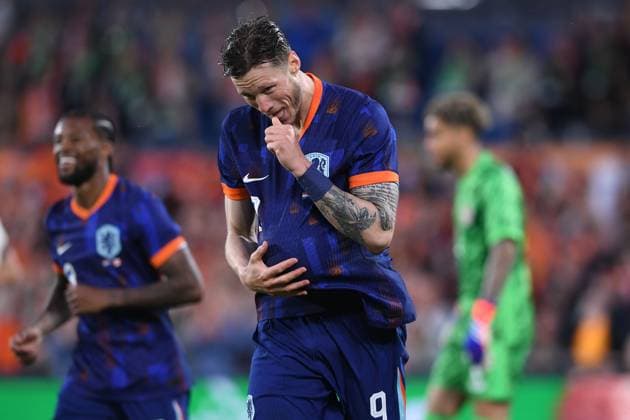 Fußball Länderspiel Niederlande - Kanada am 06.06.2024 im Feyenoord Stadium in Rotterdam Torjubel zum 3:0 durch Wout Weghorst ( Niederlande )