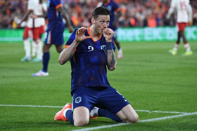 Fußball Länderspiel Niederlande - Kanada am 06.06.2024 im Feyenoord Stadium in Rotterdam Torjubel zum 3:0 durch Wout Weghorst ( Niederlande )